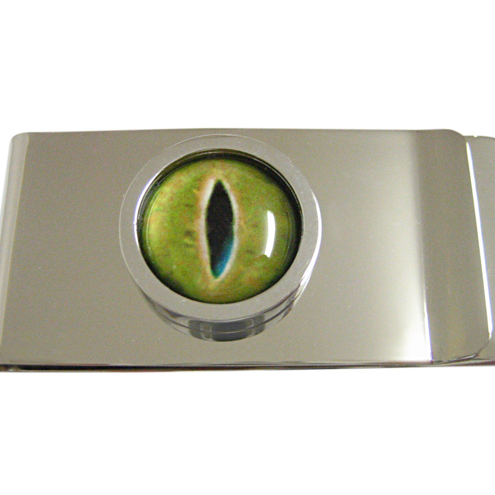 Bordered Green Reptile Eye Design Money Clip